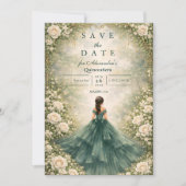 Save The Date Emerald Garden Rose Quinceañera (Devant)