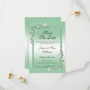 Save The Date Emerald Gem & Parties scintillant 55e Mariage