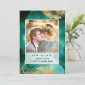 Save The Date Emerald Glamor | Aquarelle et photo or (Debout devant)