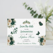 Save The Date Emerald Gold Butterfly Tiara Quinceañera Save Date (Debout devant)