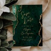 Save The Date Emerald Green Agate Script Wedding Enregistrer la 