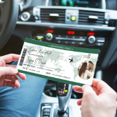 Save The Date Emerald Green Boarding pass Mariage de billet