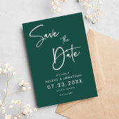 Save The Date Emerald Green Calligraphie Mariage minimal