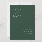 Save The Date Emerald Green Calligraphie Mariage simple (Devant)