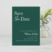 Save The Date Emerald Green Calligraphy Photo Enregistrer La Dat (Debout devant)