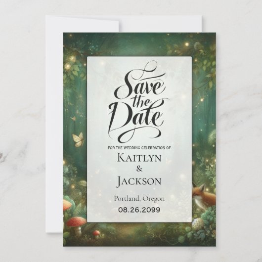 Save The Date Emerald Green Enchanted Forest (Devant)