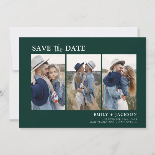 Save The Date Emerald Green Enregistrer la date 4 Photo simple (Devant)