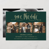 Save The Date Emerald Green et Gold Mariage Photo Enregistrer la (Devant / Derrière)