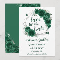 Emerald Green Floral Butterflies Sweet 16 Annivers