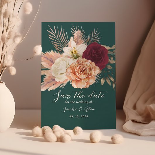 Save The Date Emerald Green Floral Mariage