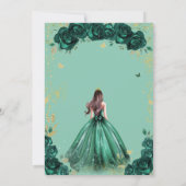 Save The Date Emerald Green Floral Quinceanera Sweet 16 (Dos)