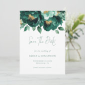 Save The Date Emerald Green Florals or QR Code Mariage (Debout devant)