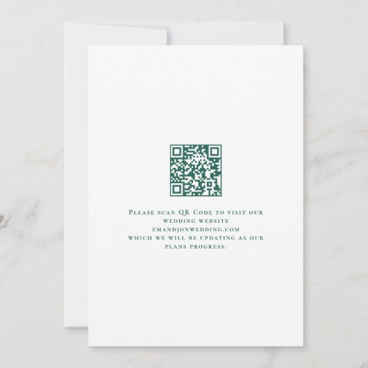 Save The Date Emerald Green Florals or QR Code Mariage (Dos)