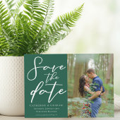 Save The Date Emerald Green Forest Photo en couple