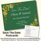 Save The Date - Emerald Green & Gold Aankondigingskaart
