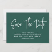 Save The Date Emerald Green & Gold Calligraphy Scan QR Code (Devant)