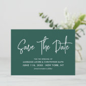 Save The Date Emerald Green & Gold Calligraphy Scan QR Code (Debout devant)