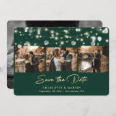 Save The Date Emerald Green Gold Mariage 4 Photo Enregistrer la (Devant / Derrière)