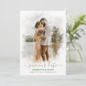 Save The Date Emerald Green Gold Mariage Photo Enregistrer notre (Debout devant)