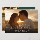 Save The Date Emerald Green Heart Script Photo Mariage QR Code (Devant / Derrière)