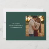 Save The Date Emerald Green Mariage 2 Photo Élégant Script (Dos)
