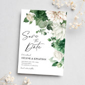 Save The Date Emerald Green Moderne Floral Mariage élégant