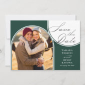 Save The Date Emerald Green Photo Mariage Calligraphie (Devant)