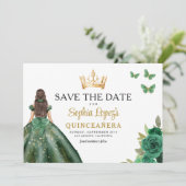 Save The Date Emerald Green Princess Quinceañera Enregistrer la  (Debout devant)