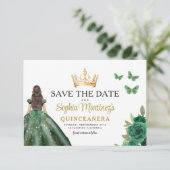 Save The Date Emerald Green Princess Quinceañera Enregistrer la  (Debout devant)