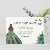 Save The Date Emerald Green Princess Quinceañera Enregistrer la  (Debout devant)