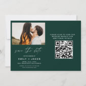 Save The Date Emerald Green QR Code Enregistrer la date 4 Photo (Dos)
