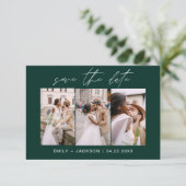 Save The Date Emerald Green QR Code Enregistrer la date Modern 3 (Debout devant)