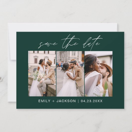 Save The Date Emerald Green QR Code Enregistrer la date Modern 3 (Devant)