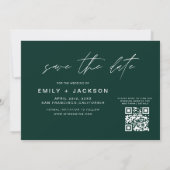 Save The Date Emerald Green QR Code Enregistrer la date Modern 3 (Dos)