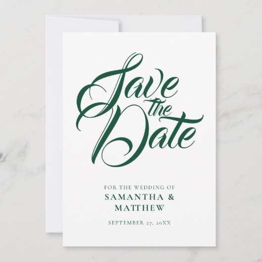 Save The Date Emerald Green Rustic Sauvegarder La Date Invitatio (Devant)