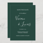 Save The Date Emerald Green Script Wedding Enregistrer la date (Devant / Derrière)