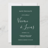 Emerald Green Script Wedding Enregistrer la date