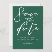 Save The Date Emerald Green Typographie Forêt chic (Devant)