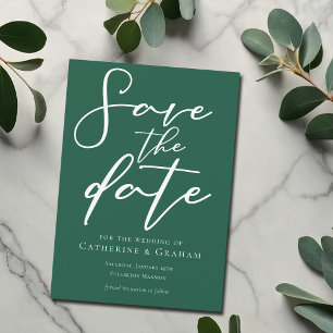 Save The Date Emerald Green Typographie Forêt chic