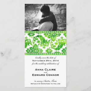 Save The Date Emerald Green Vintage Damask Lace Enregistrer la d