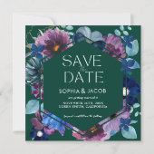 Save The Date Emerald Green Winter Dark Moody Mariage floral (Dos)