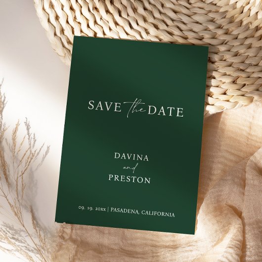 Save The Date Emerald Simple Mariage Script Photo moderne Enregi