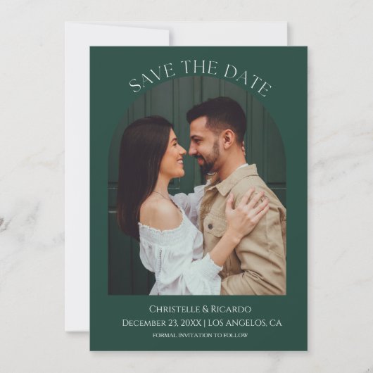 Save The Date Émeraude vert Mariage monogramme Enregistrer la da (Devant)