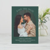 Save The Date Émeraude vert Mariage monogramme Enregistrer la da (Debout devant)