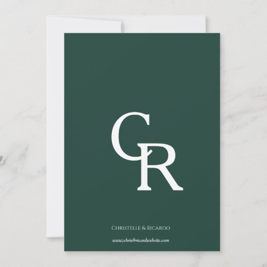 Save The Date Émeraude vert Mariage monogramme Enregistrer la da (Dos)