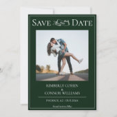 Save The Date Émeraude Vert Moderne Photo Enregistrer la Date (Devant)