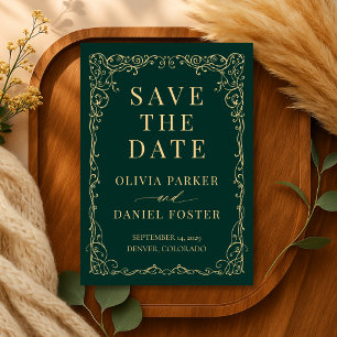 Save The Date Émeraude Vert Or Mariage Enregistrer la Date