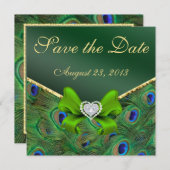 Save The Date Émeraude vert Peacock Enregistrer la date (Devant / Derrière)