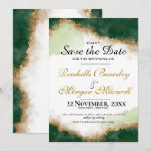 Save The Date Émeraude Verte & Agate Dorée Mariage Enregistrer l (Devant / Derrière)