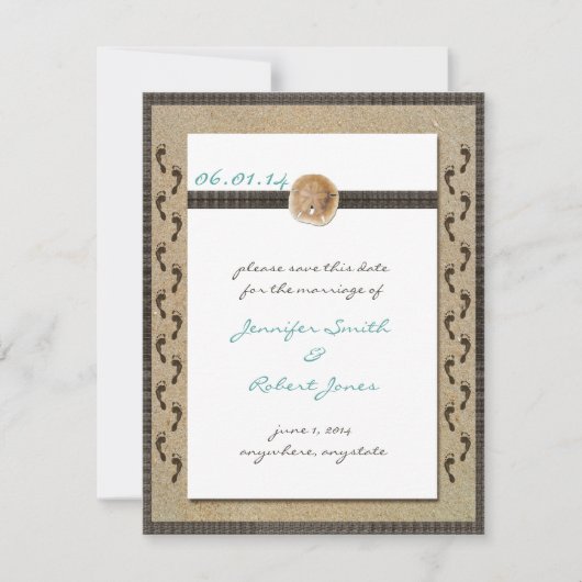 Save The Date Empreintes dans le sable Enregistrer la date (Devant)